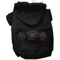 Pet, Dog & Cat Hoodie Rhinestone,  Tropical Flower  Black SM (3-6 lbs.)