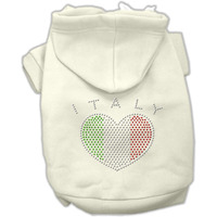 Mirage Pet Products Italian Rhinestone Hoodies, Cream, Small