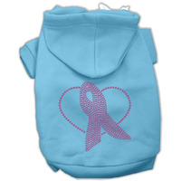 Pet, Dog & Cat Hoodie Rhinestone,  Pink Ribbon  Baby Blue 3XL (25-35 lbs.)