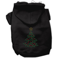 Christmas Pet, Dog & Cat Hoodie Rhinestone,  Christmas Tree  Black XL (14-20 lbs.)