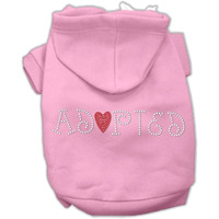 Pet, Dog & Cat Hoodie Rhinestone,  Adopted  Light Pink SM (3-6 lbs.)