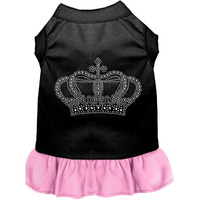 Pet Dog & Cat Dress Rhinestone,  Crown  Black W/Light Pink 3XL (25-35 lbs.)