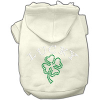 Pet, Dog & Cat Hoodie Rhinestone,  Four Leaf Clover Outline  Cream 2XL (20-25 lbs.)