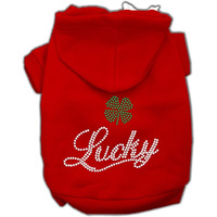 Pet, Dog & Cat Hoodie Rhinestone,  Lucky  Red XL (14-20 lbs.)