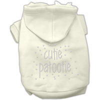 Pet, Dog & Cat Hoodie Rhinestone,  Cutie Patootie  Cream XL (14-20 lbs.)