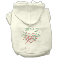 Christmas Pet, Dog & Cat Hoodie Rhinestone,  Christmas Wreath  Cream XS (0-3 lbs.)