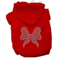 Christmas Pet Dog & Cat Hoodie Rhinestone,  Bow  Red XS (0-3 lbs.)