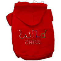 Pet, Dog & Cat Hoodie Rhinestone,  Wild Child  Red XS (0-3 lbs.)