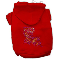 Pet, Dog & Cat Hoodie Rhinestone,  Louisiana  Red XL (14-20 lbs.)