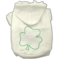 Pet Dog & Cat Hoodie Rhinestone,  Happy St. Patrick's Day  Cream XS (0-3 lbs.)