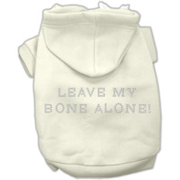 Pet, Dog & Cat Hoodie Rhinestone,  Leave My Bone Alone  Cream XS (0-3 lbs.)