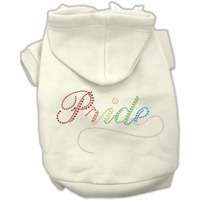 Pet, Dog & Cat Hoodie Rhinestone,  Rainbow Pride  Cream XS (0-3 lbs.)