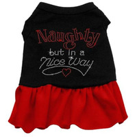 Christmas Pet Dog & Cat Dress Rhinestone,  Naughty But In A Nice Way  Black W/Red 2XL (20-25 lbs.)