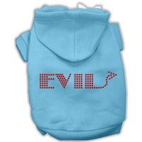 Pet, Dog & Cat Hoodie Rhinestone,  Evil  Baby Blue XS (0-3 lbs.)