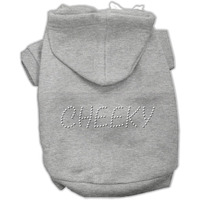 Pet, Dog & Cat Hoodie Rhinestone,  Cheeky  Grey XS (0-3 lbs.)