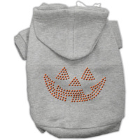 Halloween Pet Dog & Cat Hoodie Rhinestone,  Jack O' Lantern  Gray XS (0-3 lbs.)