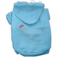 Christmas Pet, Dog & Cat Hoodie Rhinestone,  Santa Baby  Baby Blue XL (14-20 lbs.)