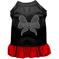 Pet Dog & Cat Dress Rhinestone,  Bow  Black W/Red 3XL (25-35 lbs.)