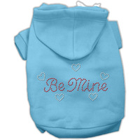 Pet, Dog & Cat Hoodie Rhinestone,  Be Mine  Baby Blue XS (0-3 lbs.)