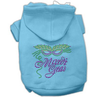 Pet, Dog & Cat Hoodie Rhinestone,  Mardi Gras  Baby Blue XS (0-3 lbs.)