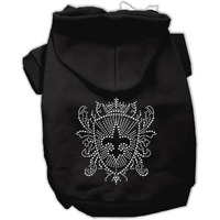 Pet Dog & Cat Hoodie Rhinestone,  Fleur De Lis Shield  Black XS (0-3 lbs.)