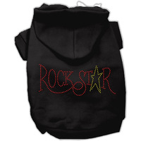 Pet, Dog & Cat Hoodie Rhinestone,  Rockstar  Black XS (0-3 lbs.)