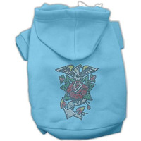 Pet, Dog & Cat Hoodie Nailhead Rhinestone,  Eagle Rose  Baby Blue XL (14-20 lbs.)