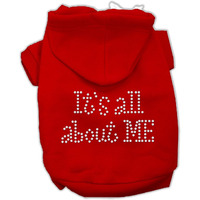 Pet Dog & Cat Hoodie Rhinestone,  It's All About Me  Red 2XL (20-25 lbs.)