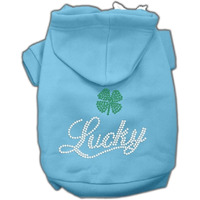 Pet, Dog & Cat Hoodie Rhinestone,  Lucky  Baby Blue XL (14-20 lbs.)