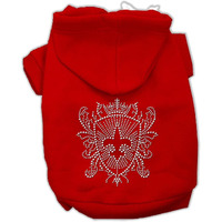 Pet Dog & Cat Hoodie Rhinestone,  Fleur De Lis Shield  Red 2XL (20-25 lbs.)