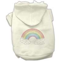 Pet, Dog & Cat Hoodie Rhinestone,  Rainbow  Cream SM (3-6 lbs.)