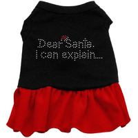 Christmas Pet Dog & Cat Dress Rhinestone,  Dear Santa, I Can Explain  Black W/Red 3XL (25-35 lbs.)