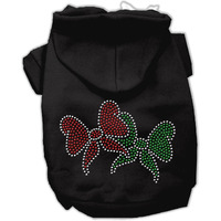 Christmas Pet Dog & Cat Hoodie Rhinestone,  Christmas Bows  Black XL (14-20 lbs.)