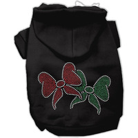 Christmas Pet Dog & Cat Hoodie Rhinestone,  Christmas Bows  Black XS (0-3 lbs.)