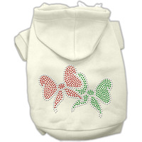 Christmas Pet Dog & Cat Hoodie Rhinestone,  Christmas Bows  Cream 2XL (20-25 lbs.)