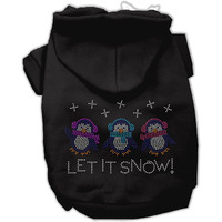 Christmas Pet Dog & Cat Hoodie Rhinestone,  Let It Snow Penguins  Black XL (14-20 lbs.)