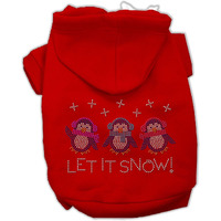 Christmas Pet Dog & Cat Hoodie Rhinestone,  Let It Snow Penguins  Red SM (3-6 lbs.)