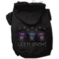 Christmas Pet Dog & Cat Hoodie Rhinestone,  Let It Snow Penguins  Black 2XL (20-25 lbs.)