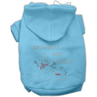 Christmas Pet, Dog & Cat Hoodie Rhinestone,  Snowman's Best Friend  Baby Blue LG (10-14 lbs.)