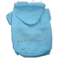 Christmas Pet, Dog & Cat Hoodie Rhinestone,  Merry Christmas  Baby Blue XS (0-3 lbs.)