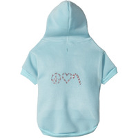 Christmas Pet Dog & Cat Hoodie Rhinestone,  Peace, Love and Candy Canes  Baby Blue XL (14-20 lbs.)