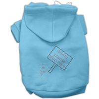 Christmas Pet, Dog & Cat Hoodie Rhinestone,  Santa, Please Stop Here  Baby Blue MD (6-10 lbs.)