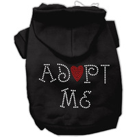 Pet, Dog & Cat Hoodie Rhinestone,  Adopt Me  Black LG (10-14 lbs.)