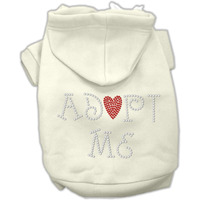 Pet, Dog & Cat Hoodie Rhinestone,  Adopt Me  Cream MD (6-10 lbs.)