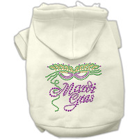 Pet, Dog & Cat Hoodie Rhinestone,  Mardi Gras  Cream LG (10-14 lbs.)