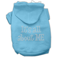 Pet Dog & Cat Hoodie Rhinestone,  It's All About Me  Baby Blue LG (10-14 lbs.)