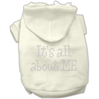 Pet Dog & Cat Hoodie Rhinestone,  It's All About Me  Cream MD (6-10 lbs.)