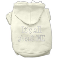 Pet Dog & Cat Hoodie Rhinestone,  It's All About Me  Cream 2XL (20-25 lbs.)