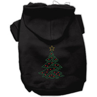 Christmas Pet, Dog & Cat Hoodie Rhinestone,  Christmas Tree  Black MD (6-10 lbs.)