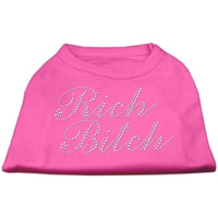 Mirage Pet Products Rich Bitch Rhinestone Pet Shirt, Medium, Bright Pink